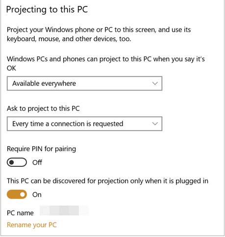 Project to this PC option